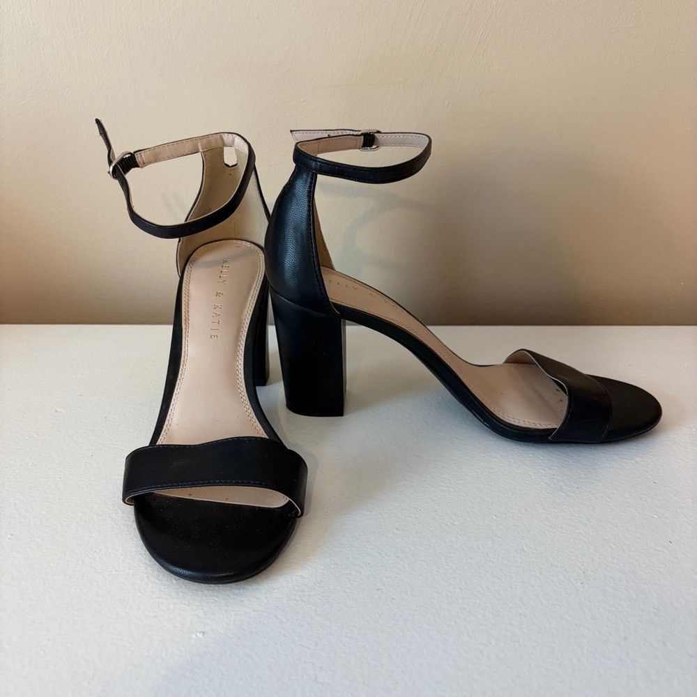 Kelly & Katie Black Ankle Strap Heels